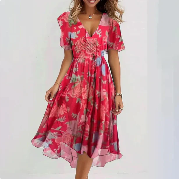 Robe d'été fluide - Fleurie - Mousseline - Élégante – Image 3