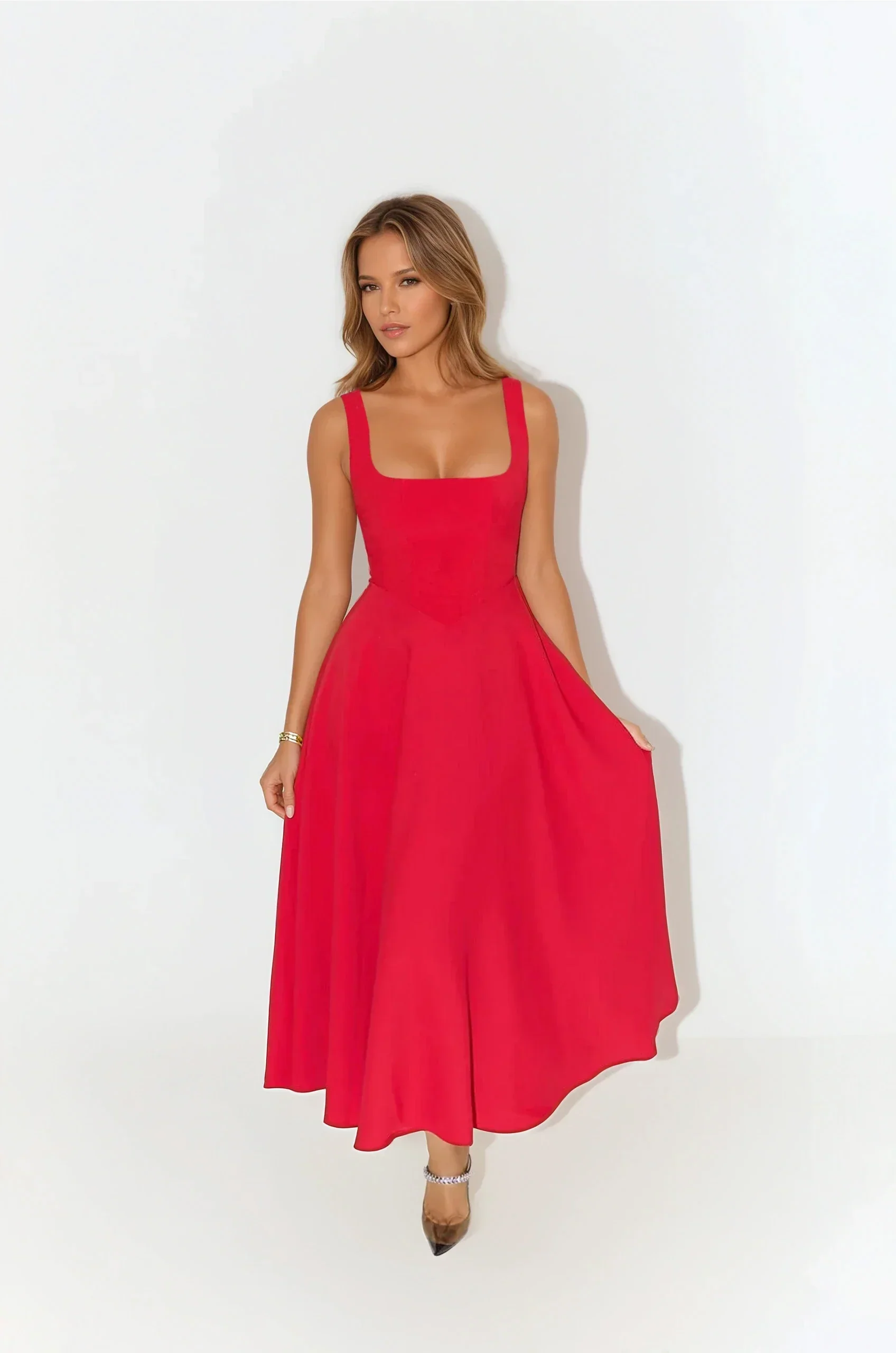 Robe Mi-Longue Élégante - Fines Bretelles Ajustées – Image 6