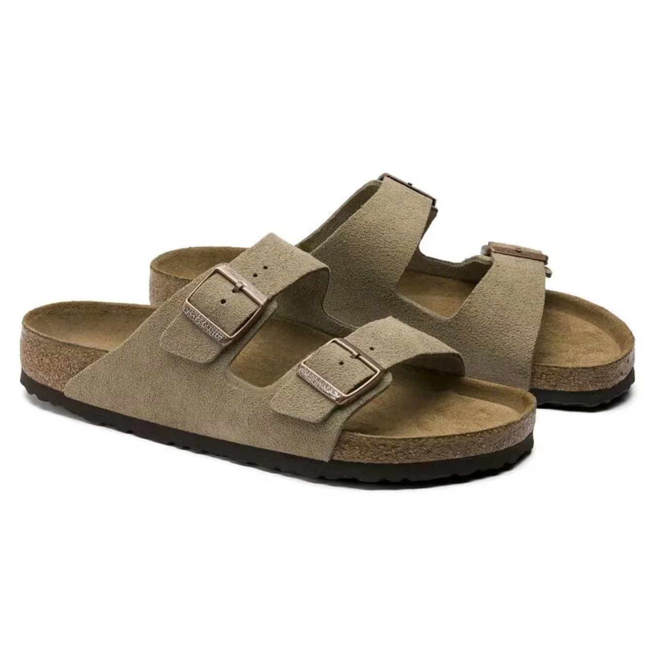 Sandales Confortables Cuir Velours Taupe - Lit de Pied Souple – Image 3